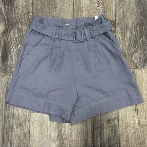 NWT Abercrombie & Fitch Ultra High Rise Linen Blend Blue Shorts w/ Belt, Size S